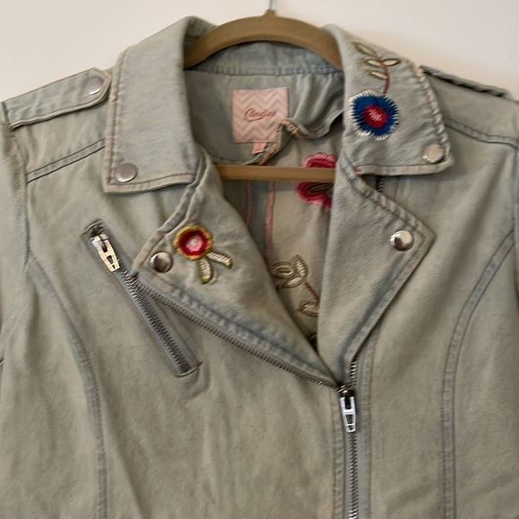 NWT Candie’s Embroidered Moto Denim Jean Jacket Size Large - Picture 5 of 9